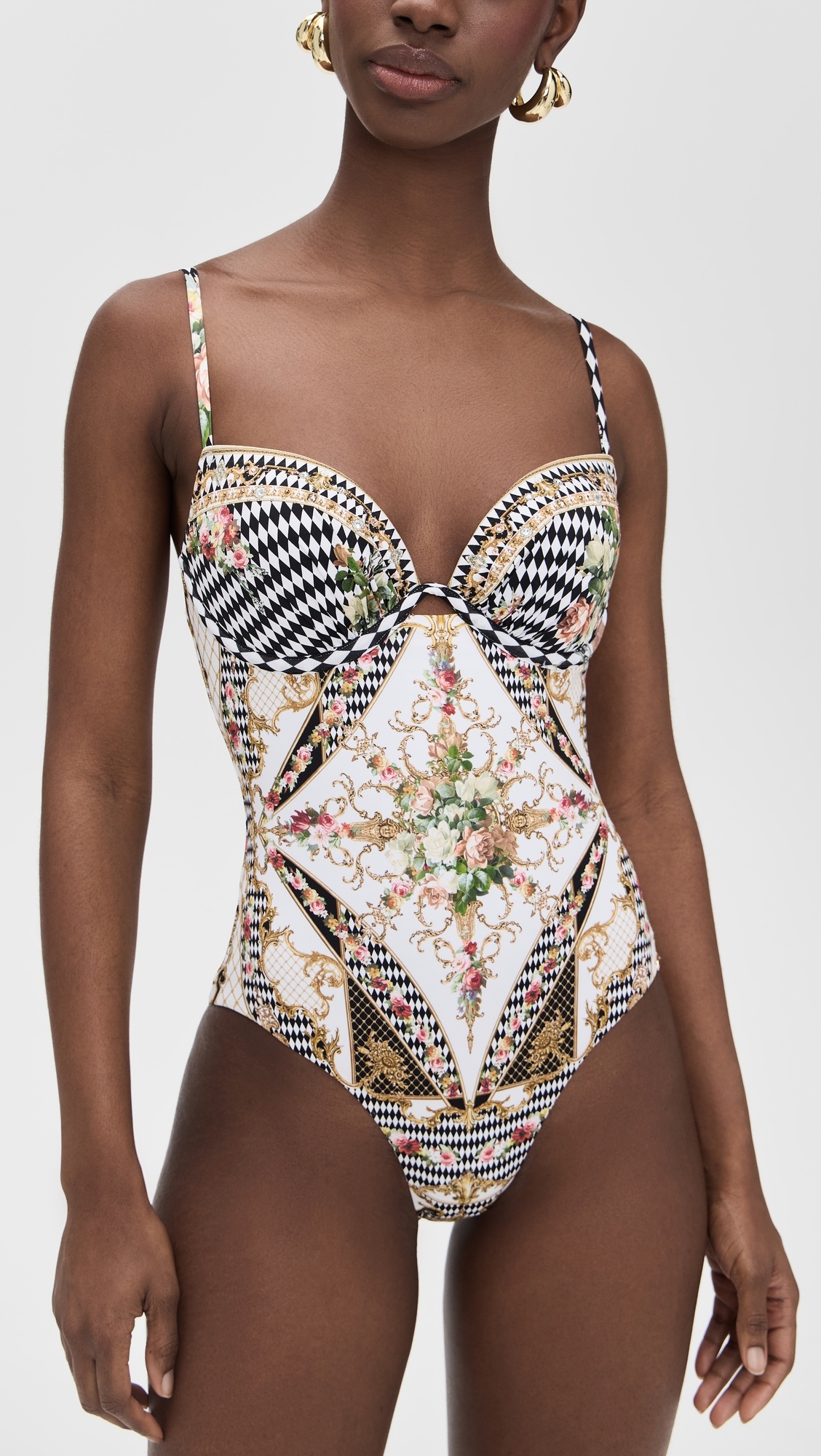 Continuous Wire Moulded Bra One Piece Swimsuit - 1