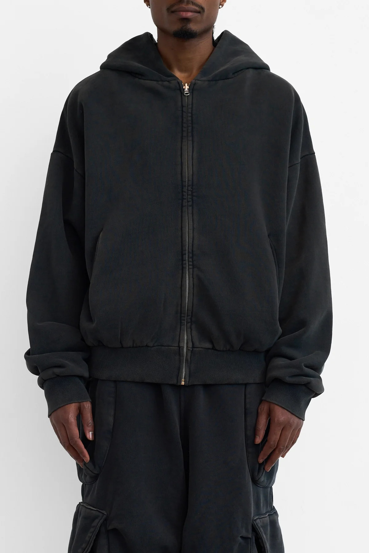 Entire Studios Thermal Zip Hoodie Washed Black - 2