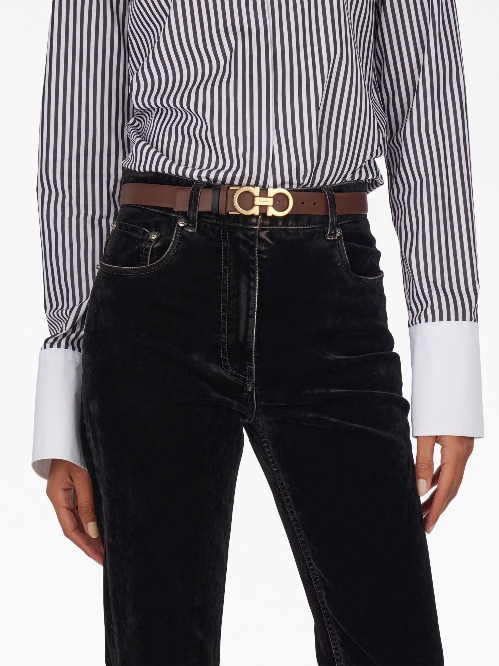 Gancini-buckle reversible leather belt - 4
