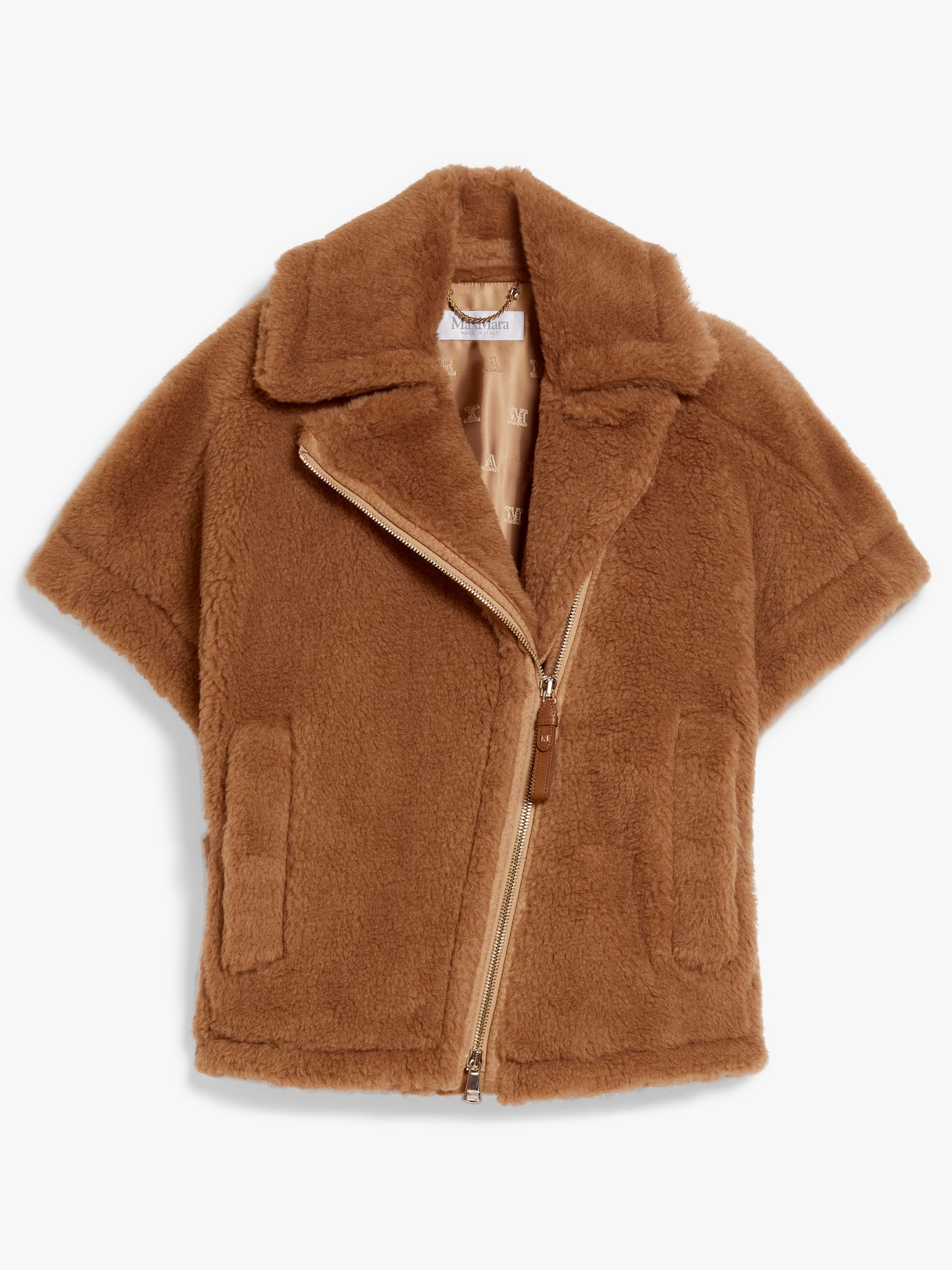 ポンチョ・ケープ Max Mara Biker-Style Wool Cape Max Mara NEWMANTO Biker jacket cape in Teddy fabric | REVERSIBLE
