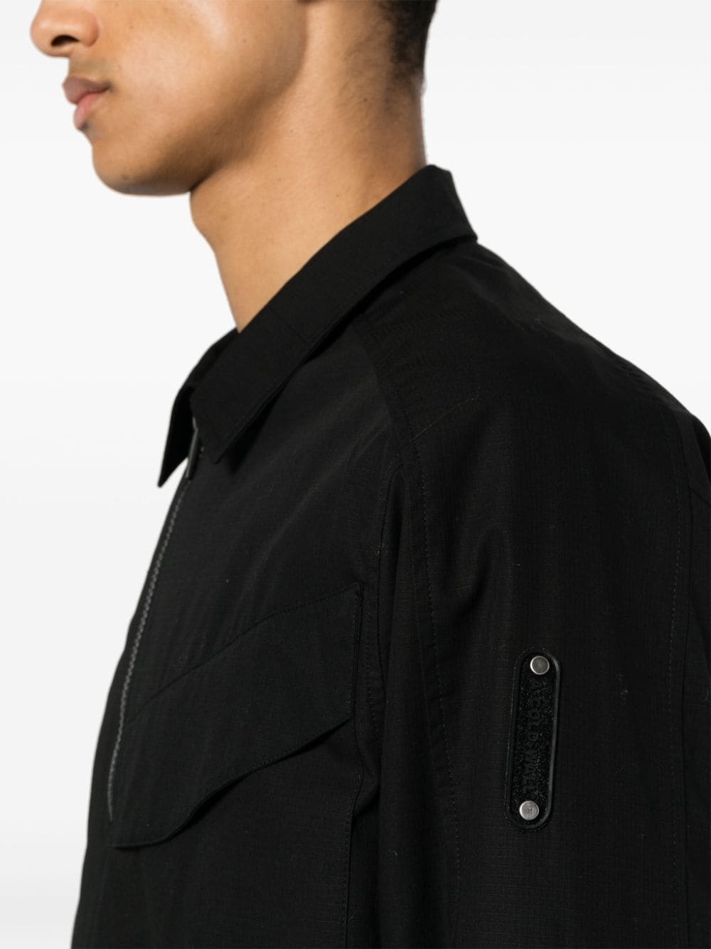 logo-embroidered ripstop overshirt - 5
