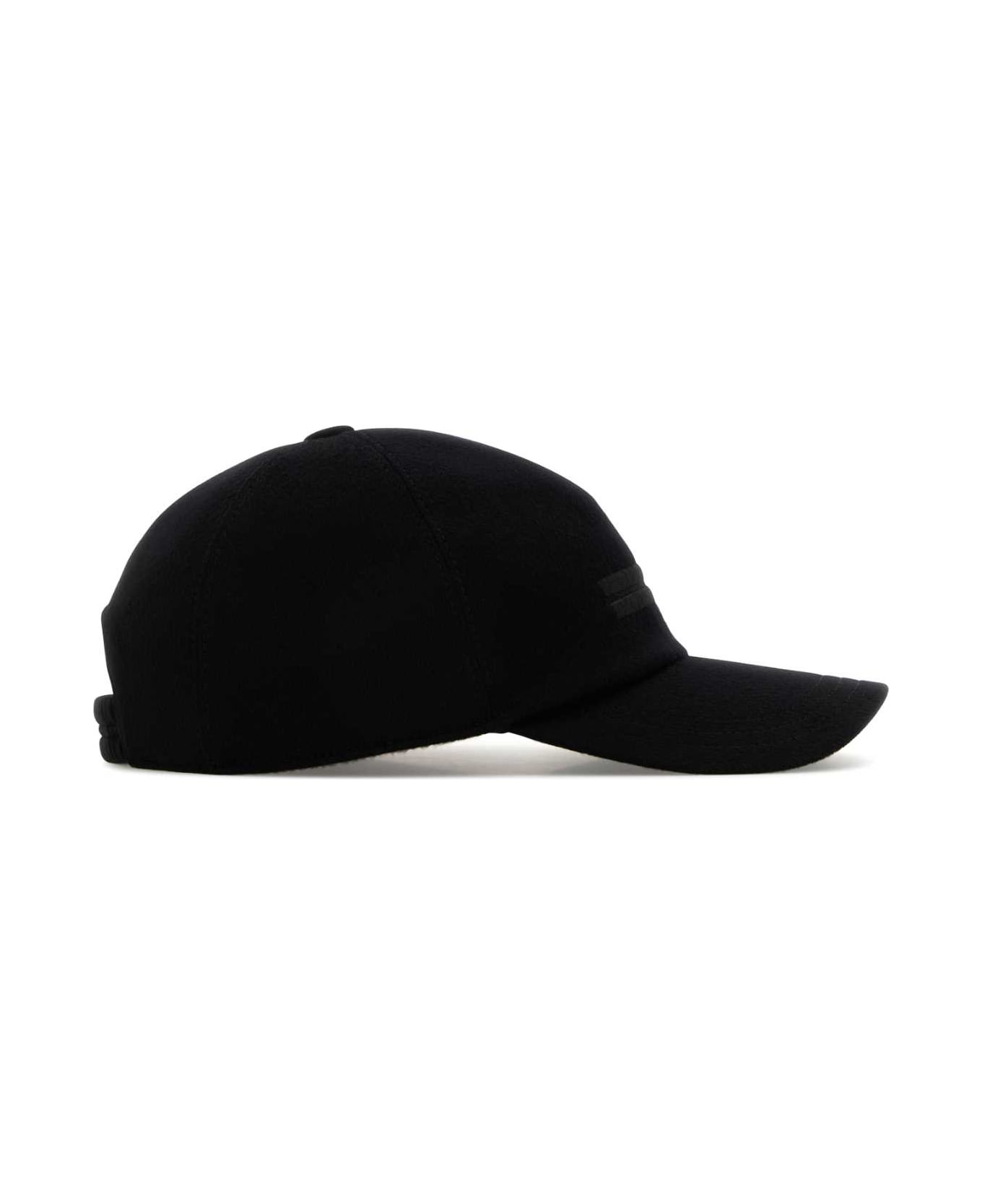 Black Cashmere Baseball Cap - 2