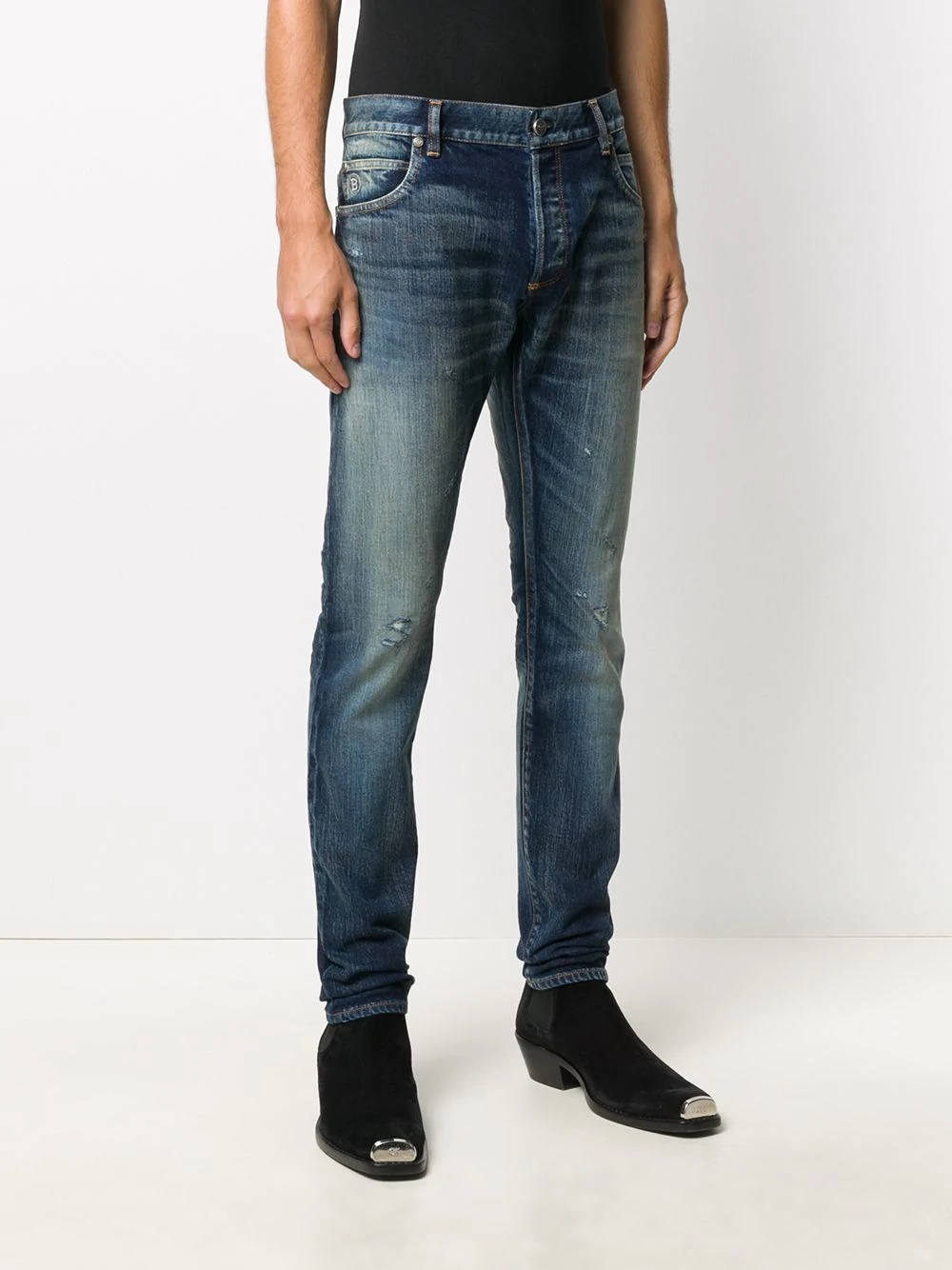 distressed slim-fit jeans - 3