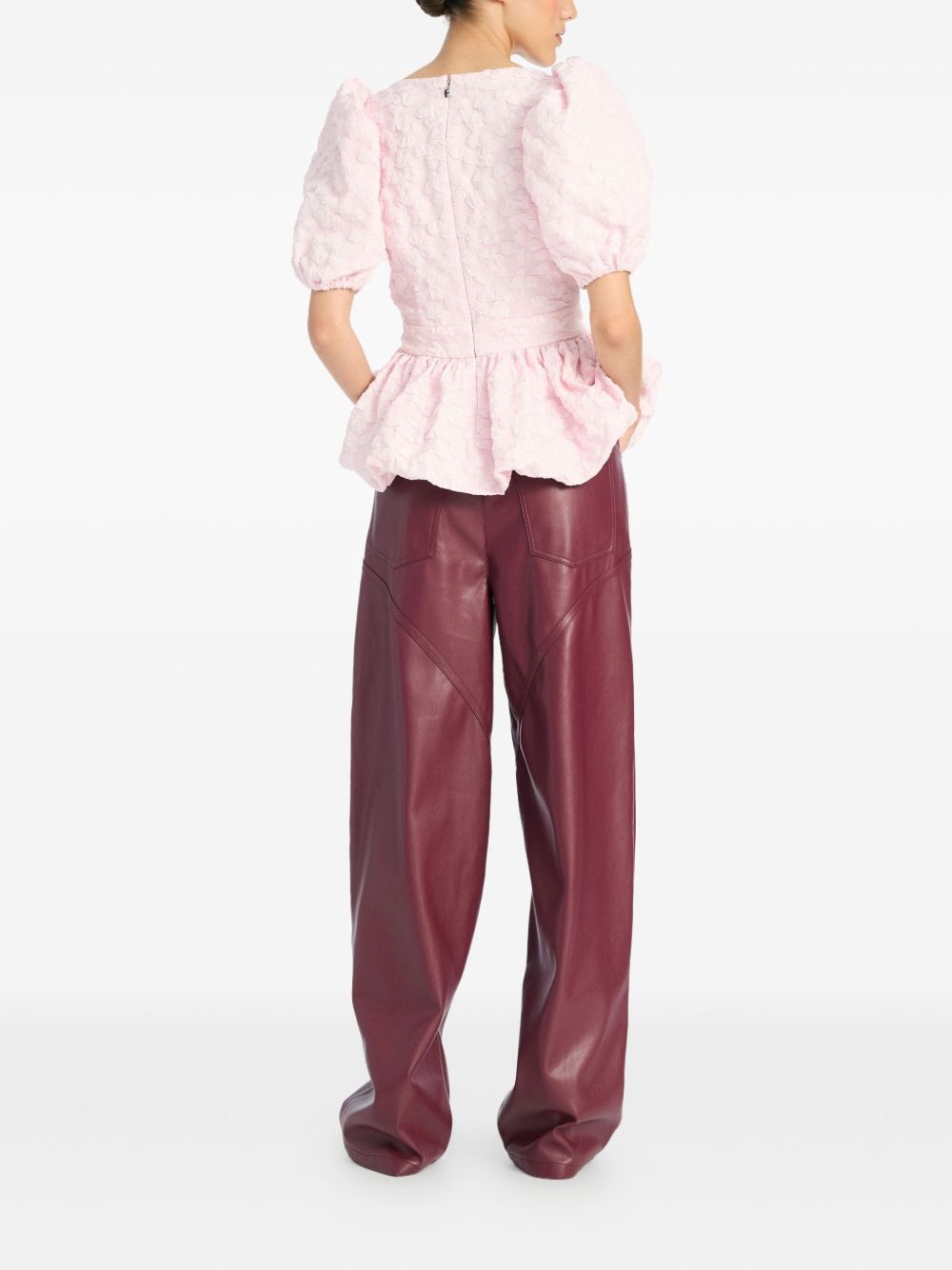 puff-sleeve jacquard top - 3