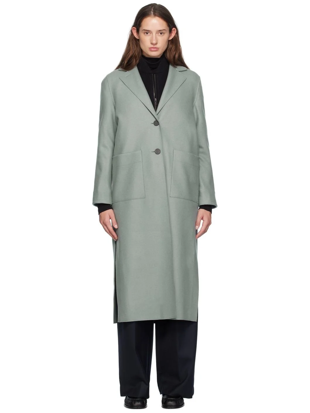 Green Long Boxy Coat - 1