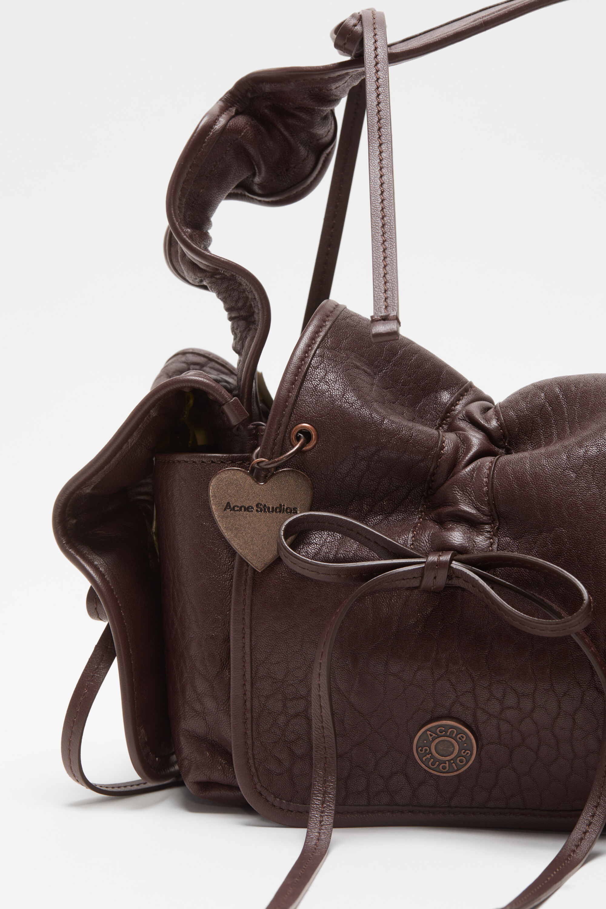 Multipocket grained leather bag - Chocolate brown - 5