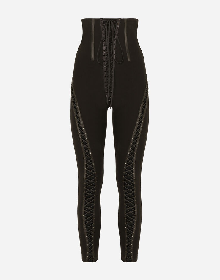 High-waisted viscose leggings with laces - 3