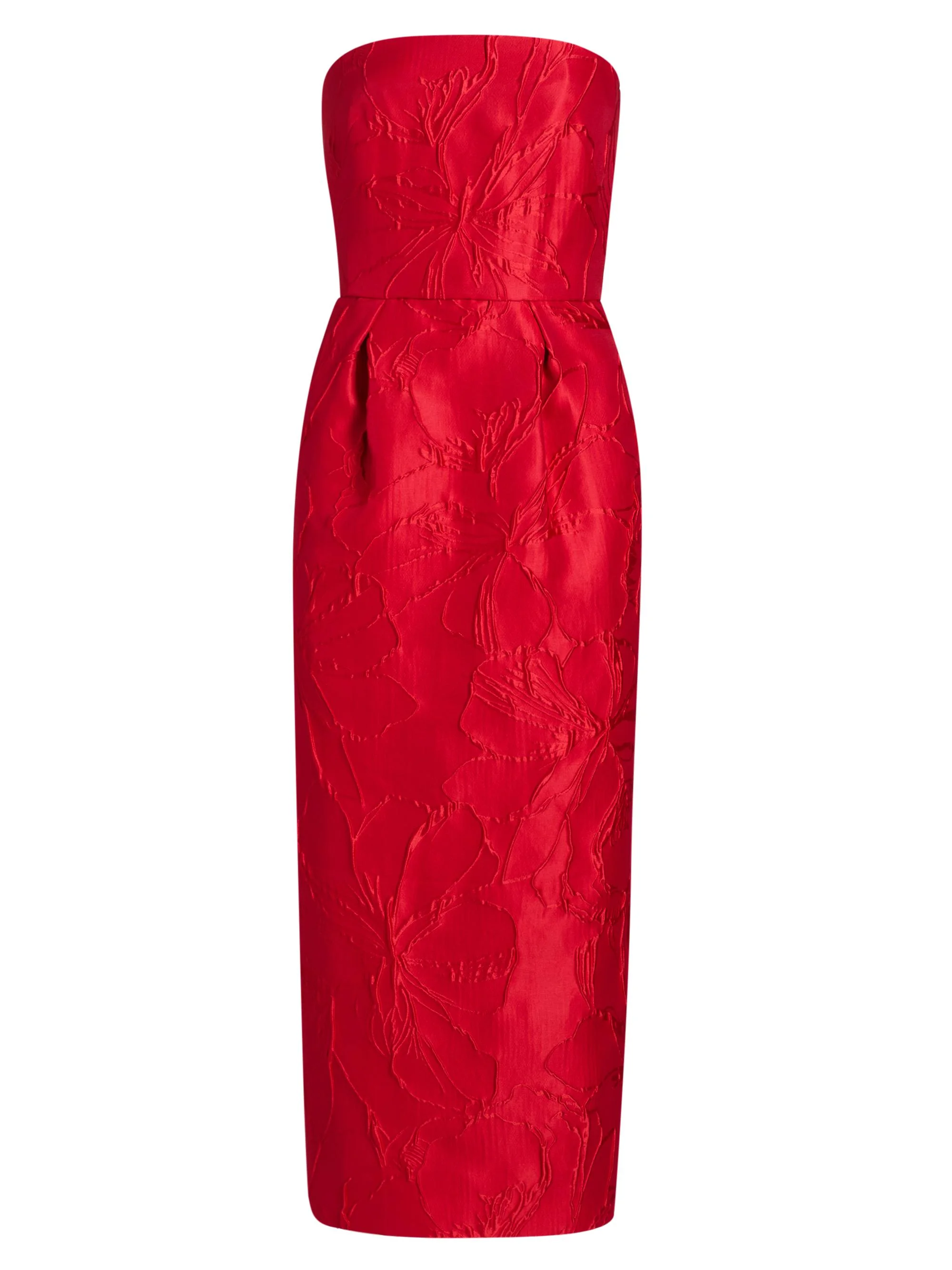 Women's Floral Jacquard Strapless Cocktail Dress - Poppy - 1