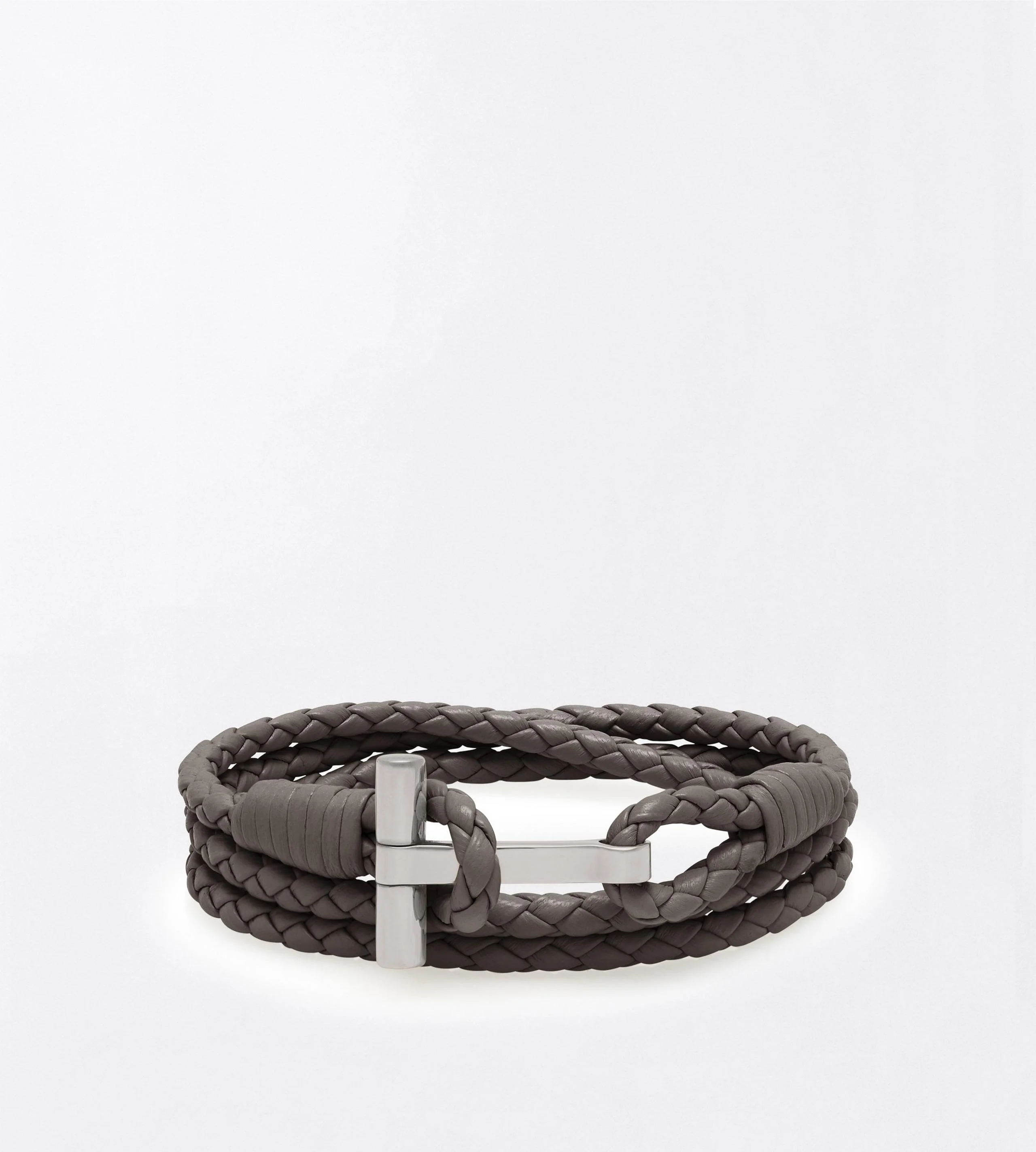 BRAIDED LEATHER T BRACELET - 1
