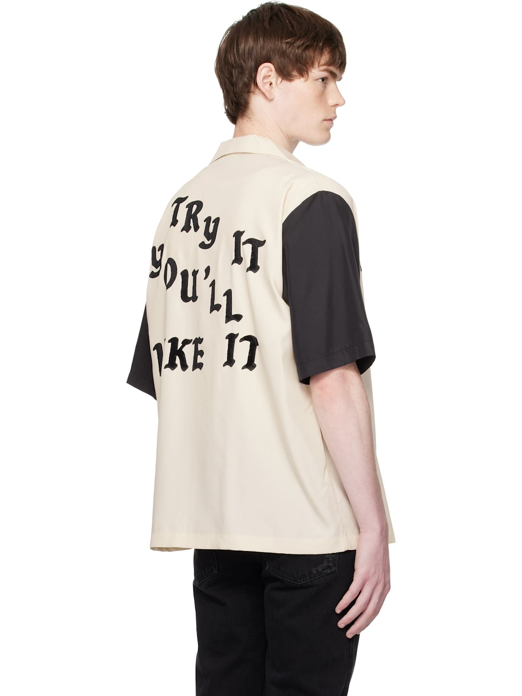 Beige 'Try It' Bowling Shirt - 3