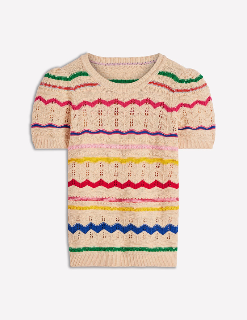 Monica Pointelle T-Shirt-Multi Stripe - 1