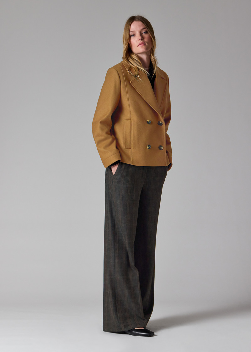 Women's Brown Wool-Cashmere Blend Pea Coat 7