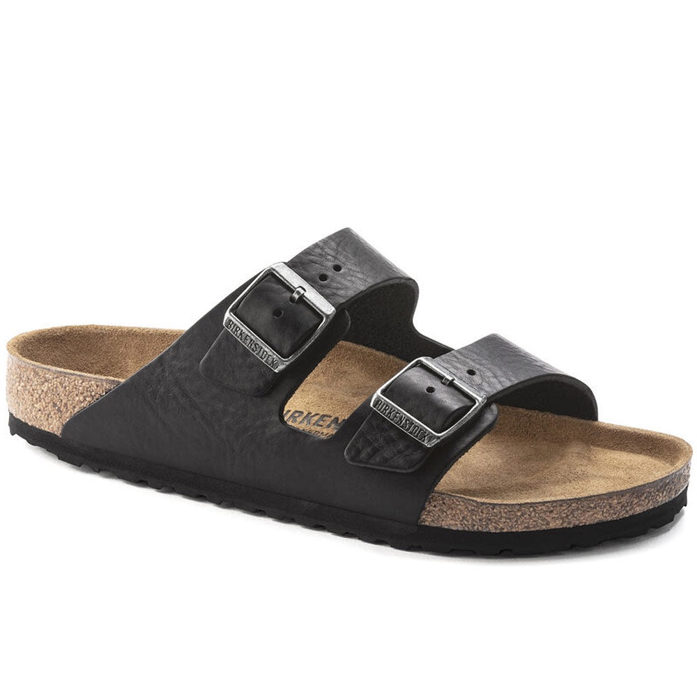 Birkenstock | Arizona Grip Leather Slippers 'Vintage Wood Black' - 2