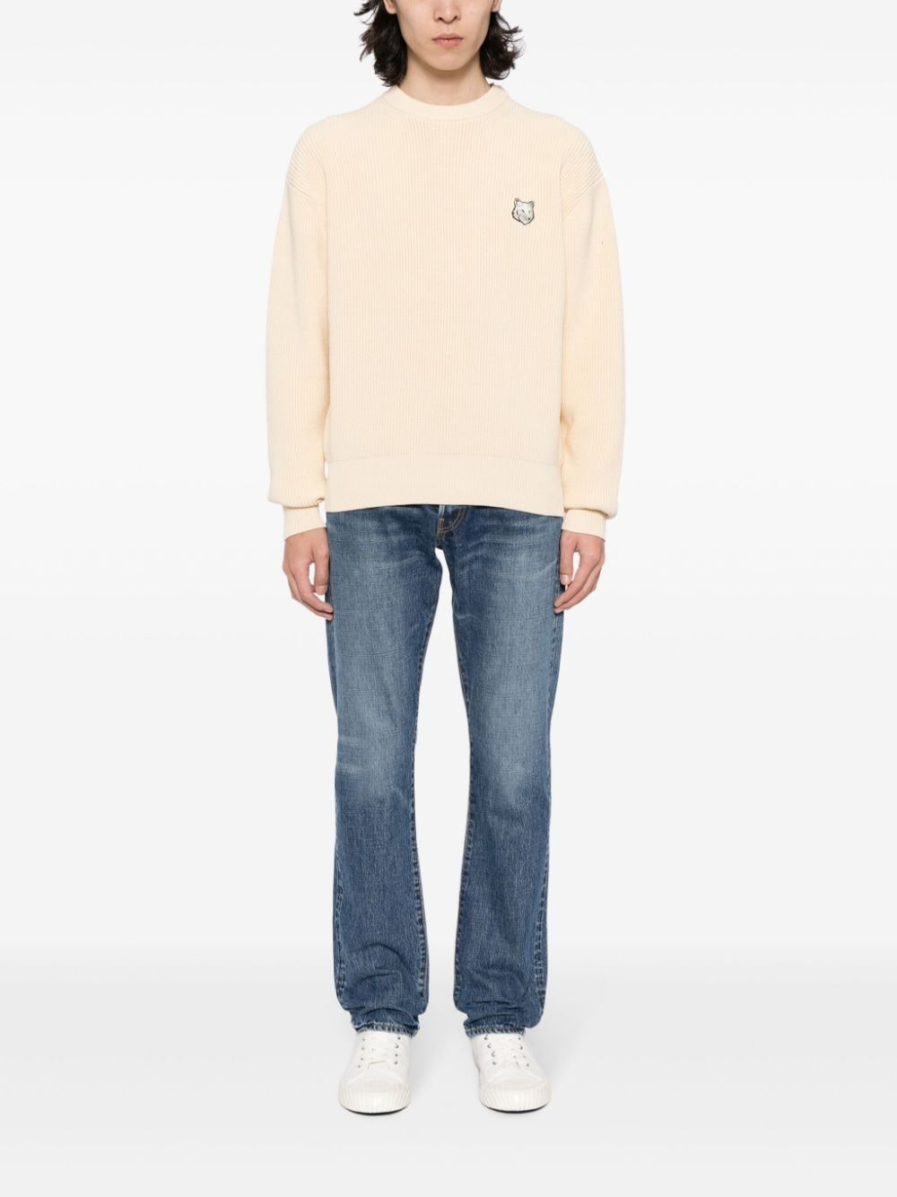 signature fox embroidery knitted jumper - 2