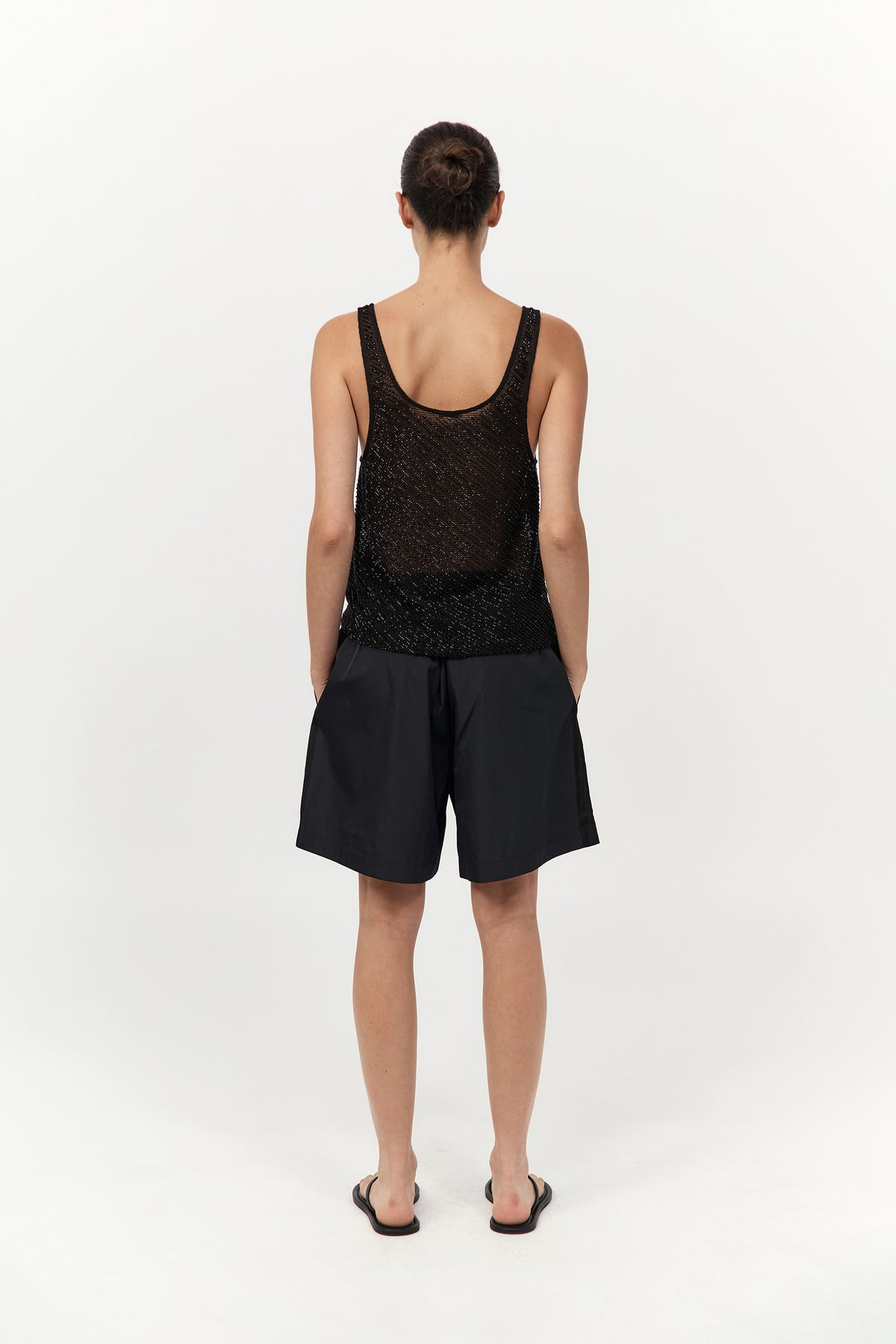 Glass Beaded Mesh Top - Jet Black - 6