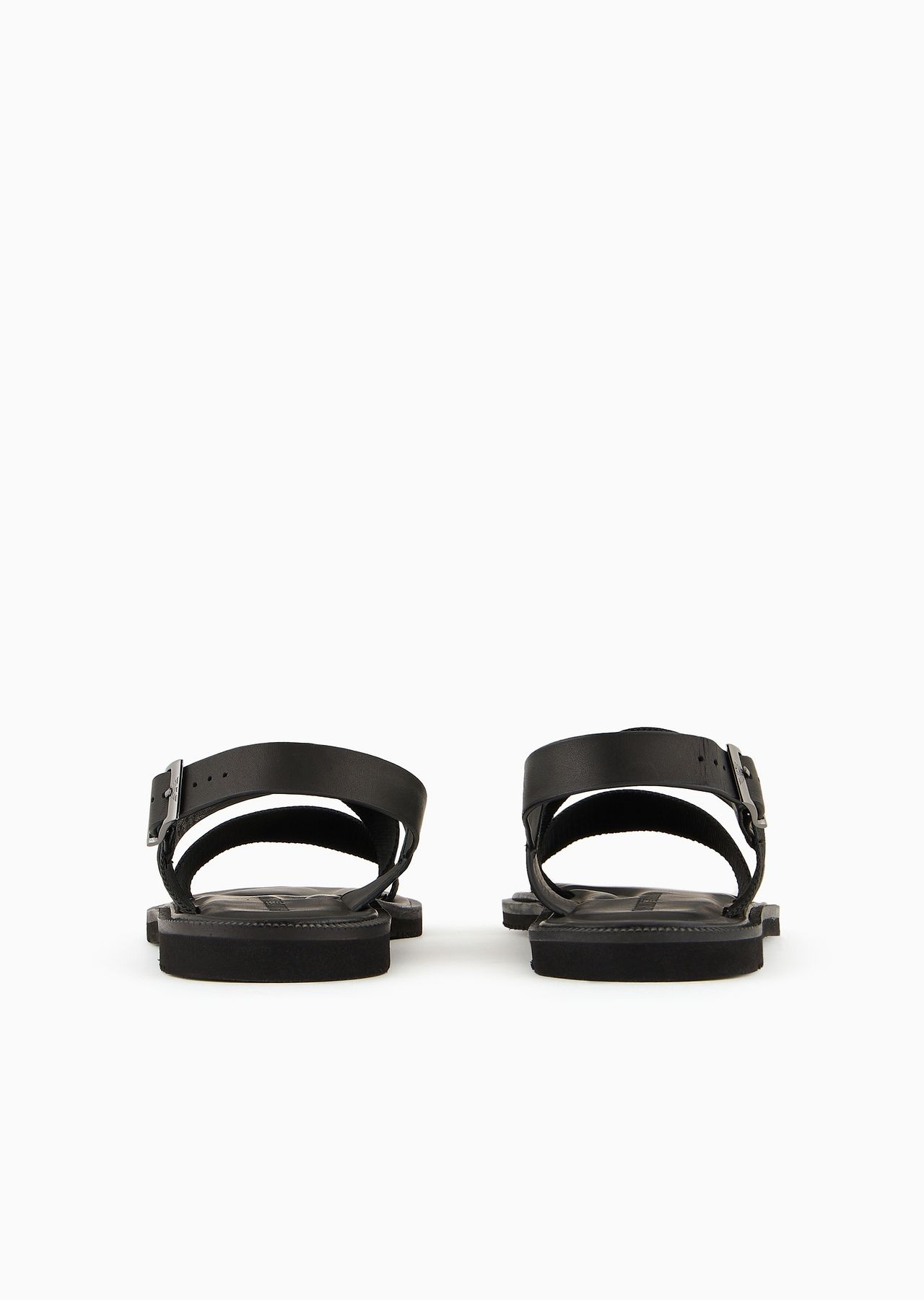 Leather cross-over sandals with logo tape - 4