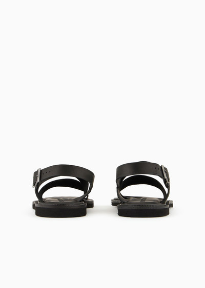 EMPORIO ARMANI Leather cross-over sandals with logo tape outlook