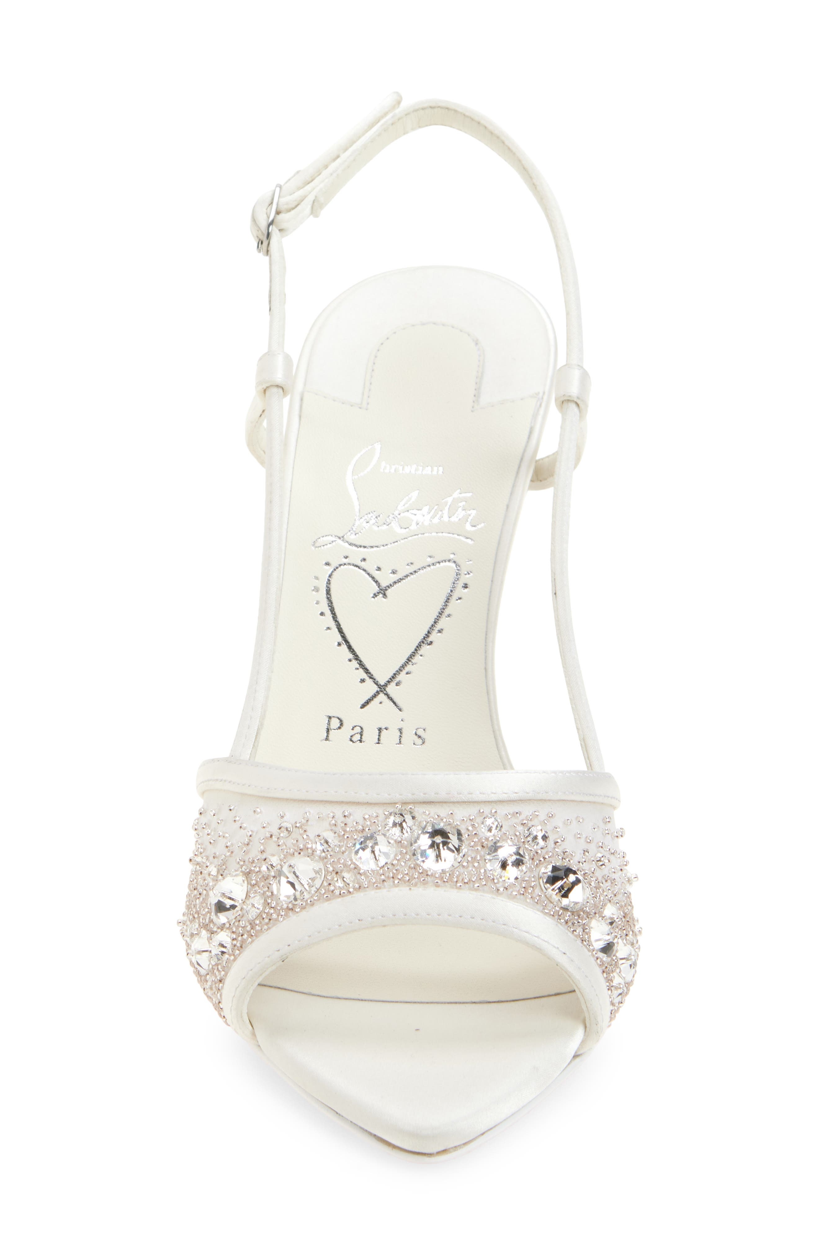 Christian Louboutin Miss Z Crystal Embellished Slingback Sandal in Version Ivory at Nordstrom - 4