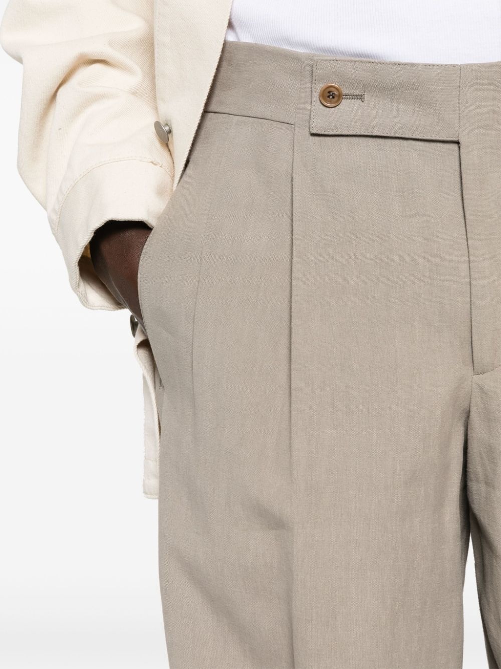 linen straight-leg trousers - 5