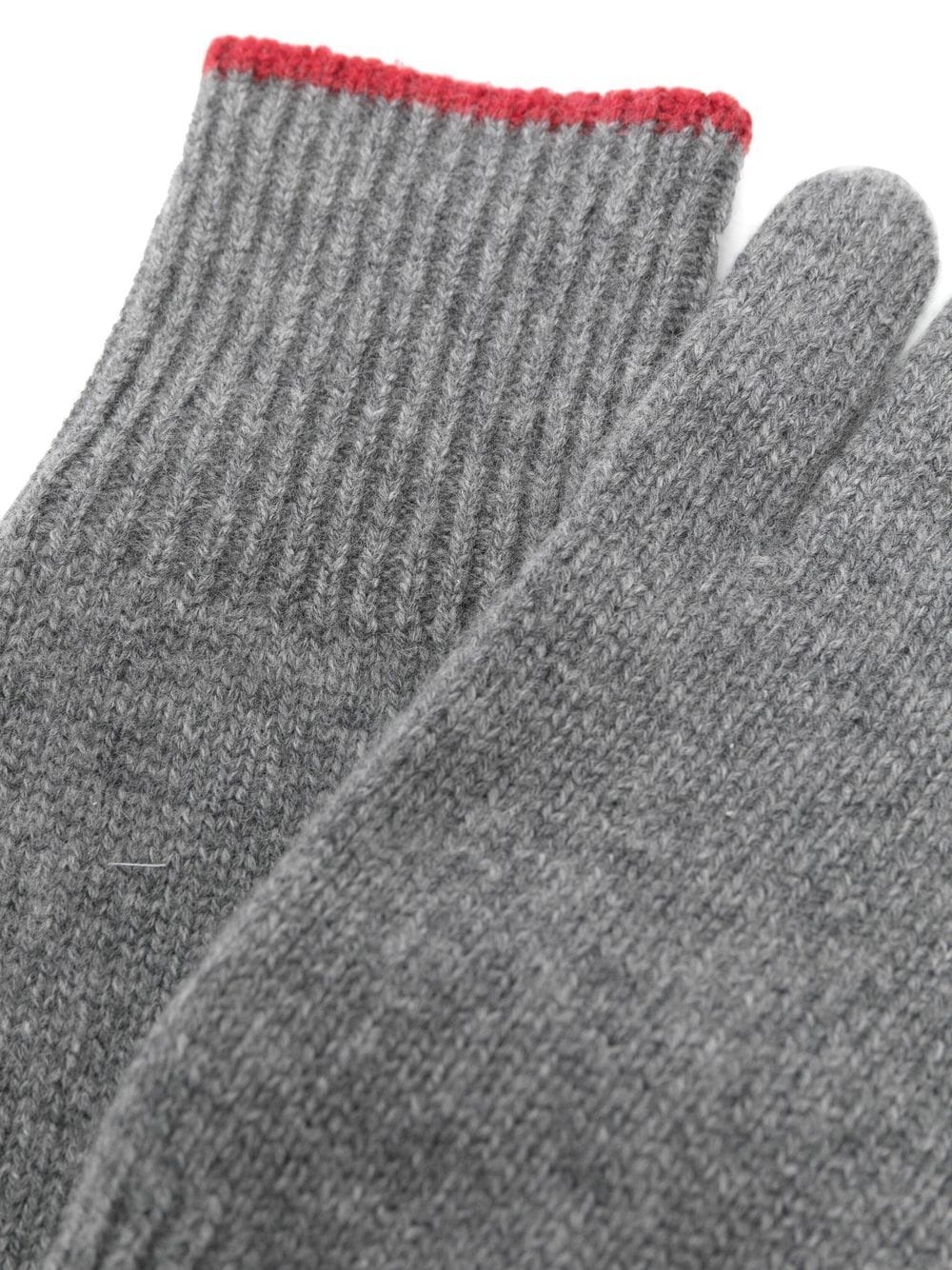 knitted two-tone cashmere gloves - 2