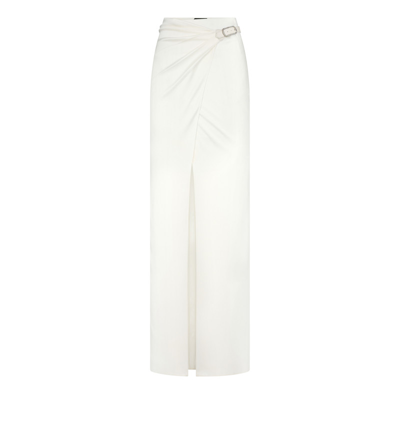 WRAP MAXI SKIRT WITH LEATHER BELT - 1