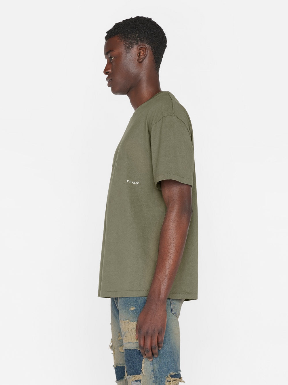 Relaxed Vintage Washed Tee in Washed Khaki Green - 6