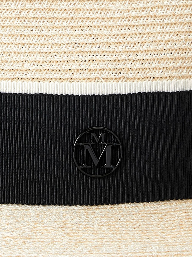 MAISON MICHEL Andre logo plaque-detail straw fedora outlook