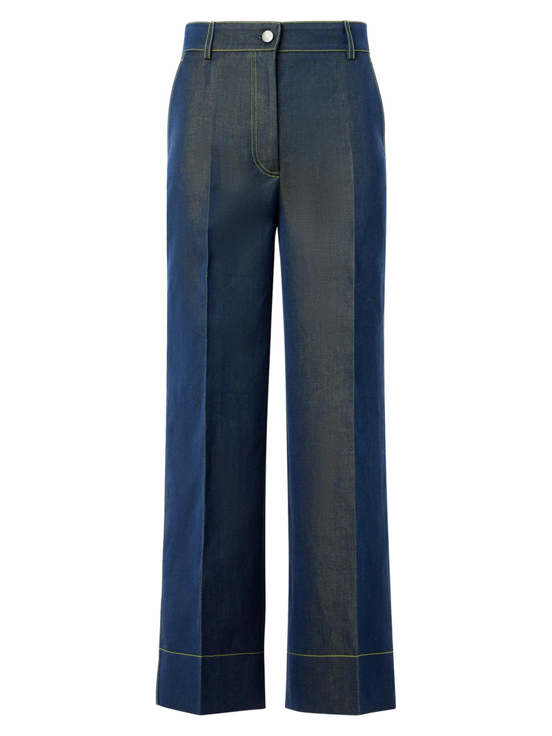 Women's Chiara Changeant Denim Wide-Leg Pants - Medium Blue Denim Lemon 1