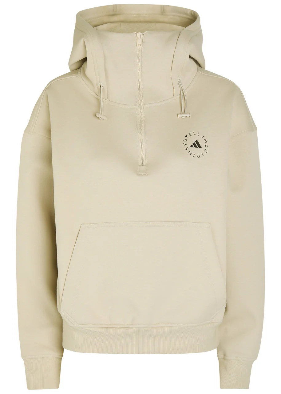 Adidas X Stella Mccartney Hooded Half-zip Cotton-blend Sweatshirt - 1