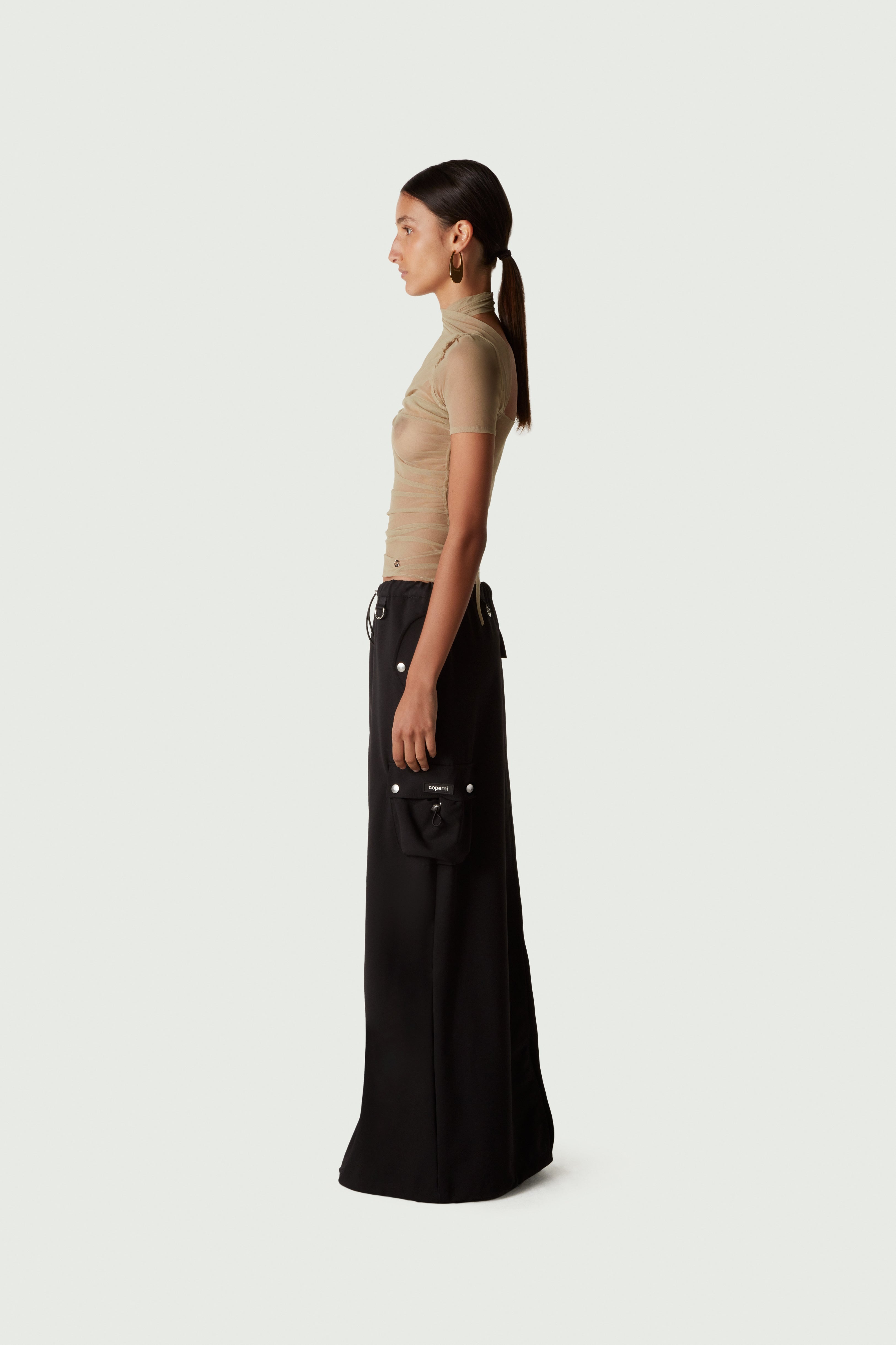 Asymmetric Draped Mesh Top - 3