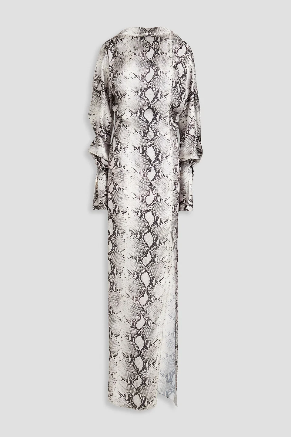Flora open-back snake-print satin gown - 1