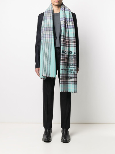 Acne Studios tartan logo scarf outlook