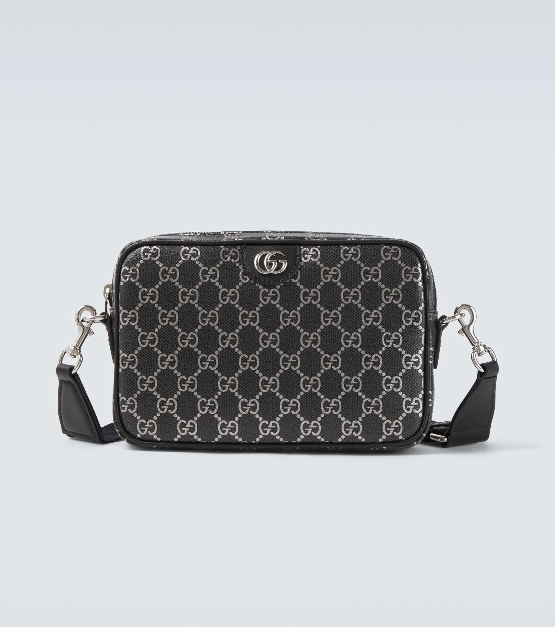 GG leather-trimmed shoulder bag - 1