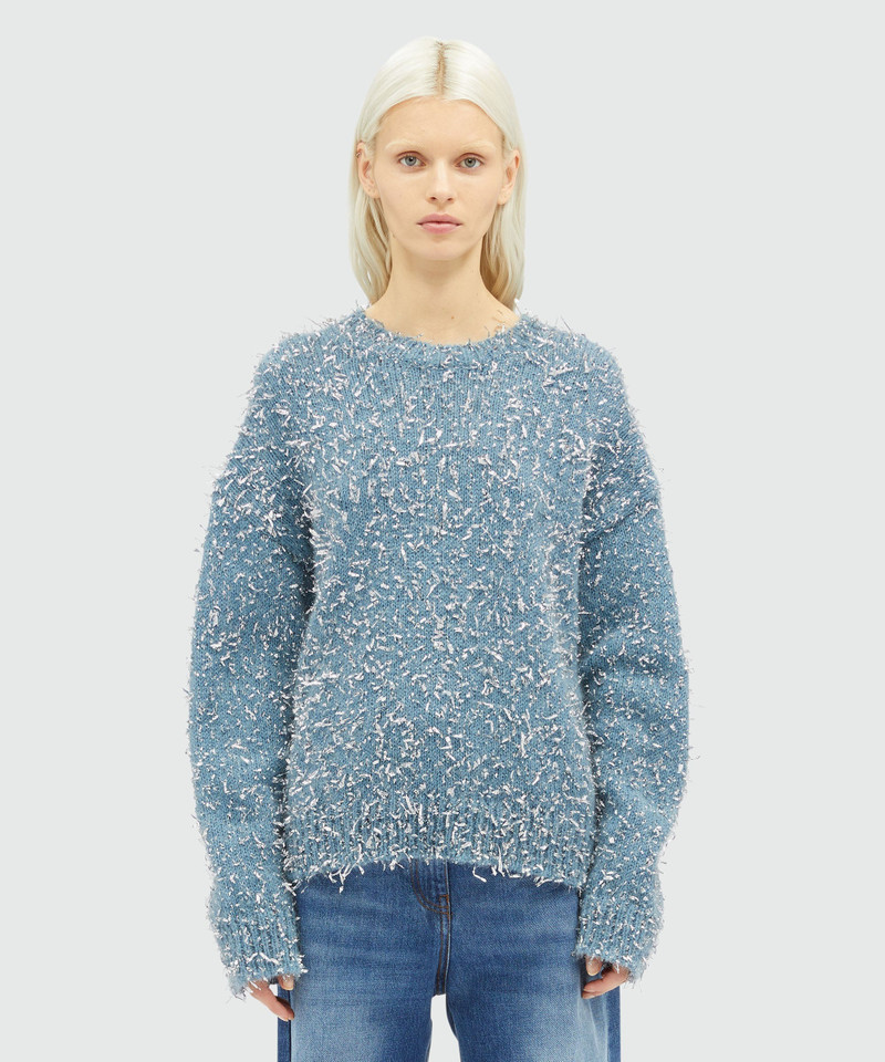 MSGM Blended wool and silver lamé thread sweater outlook