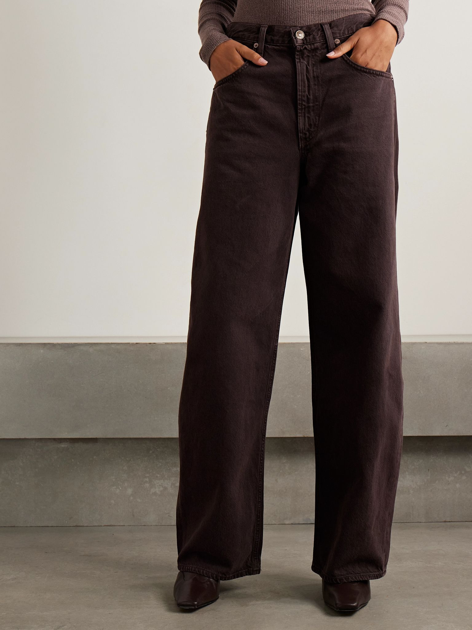 Low Curve mid-rise straight-leg jeans Brown - 3