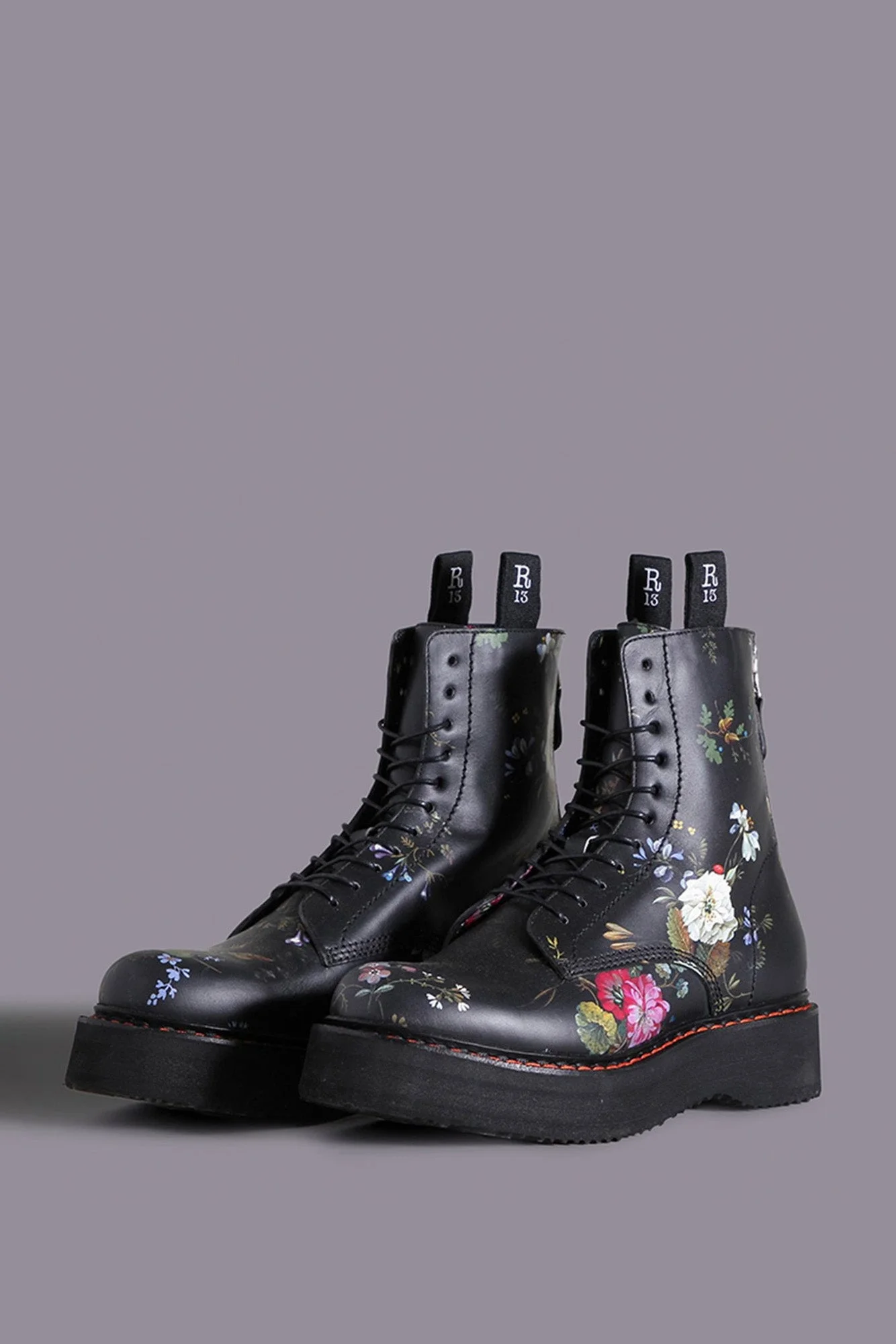 SINGLE STACK BOOT - BLACK FLORAL - 1