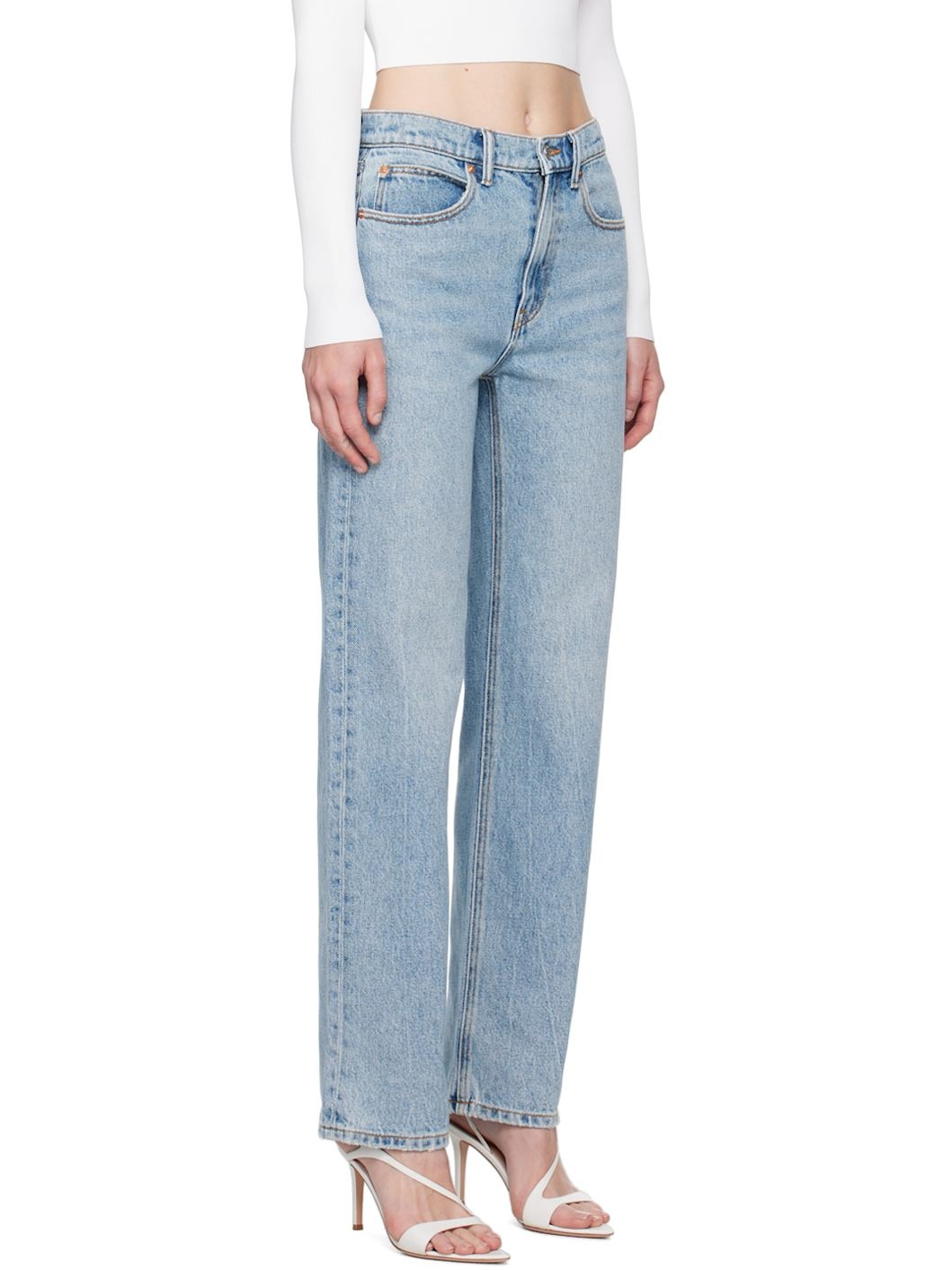 Blue EZ Mid-Rise Straight-Leg Jeans - 2