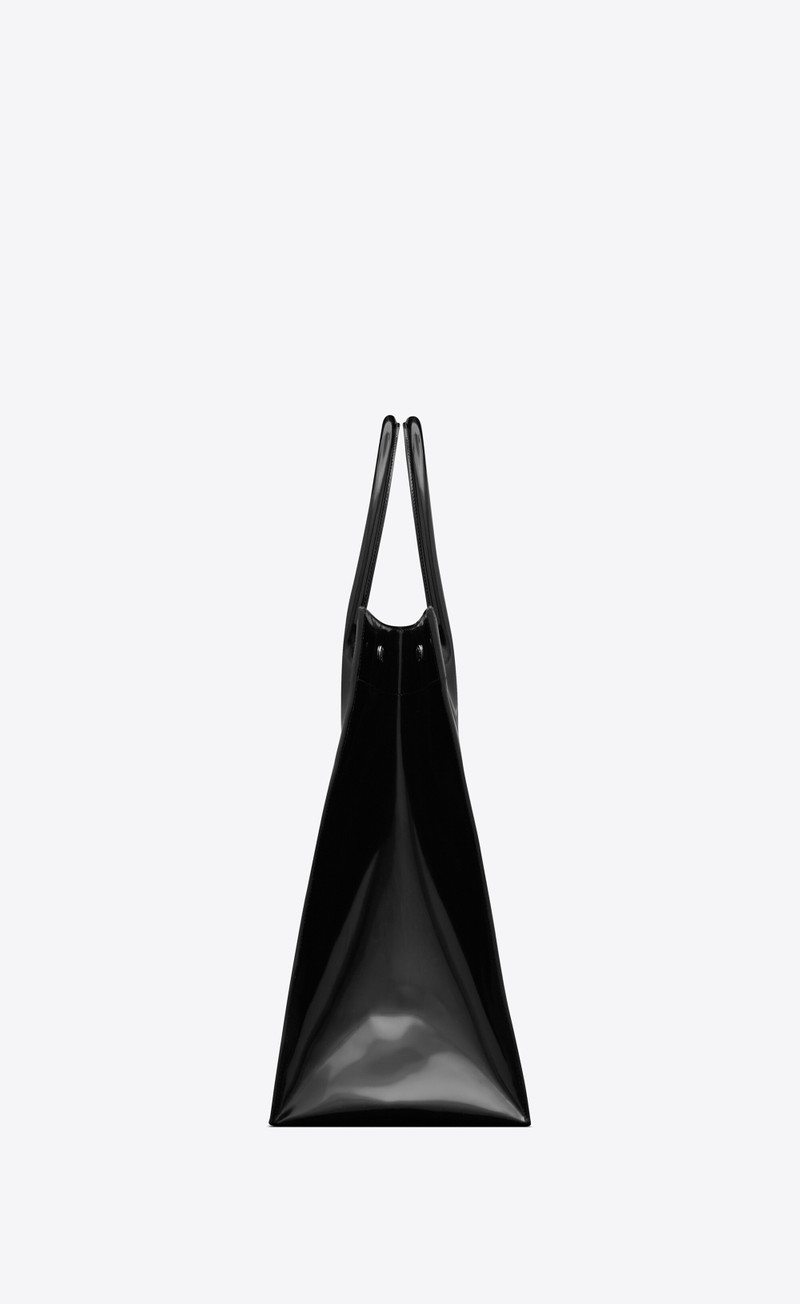rive gauche large tote bag in glazed leather 3