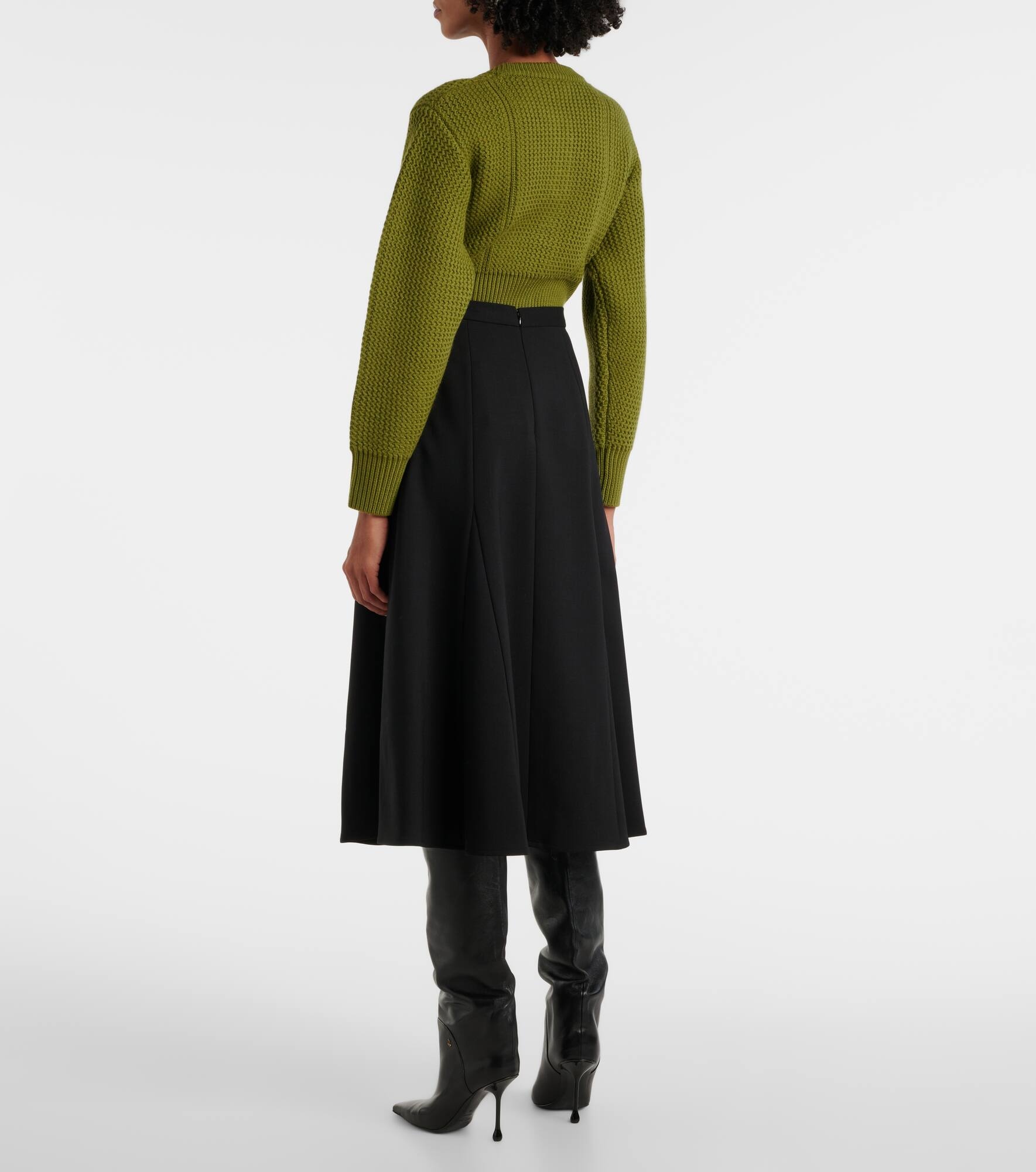 High-rise wool-blend midi skirt - 3