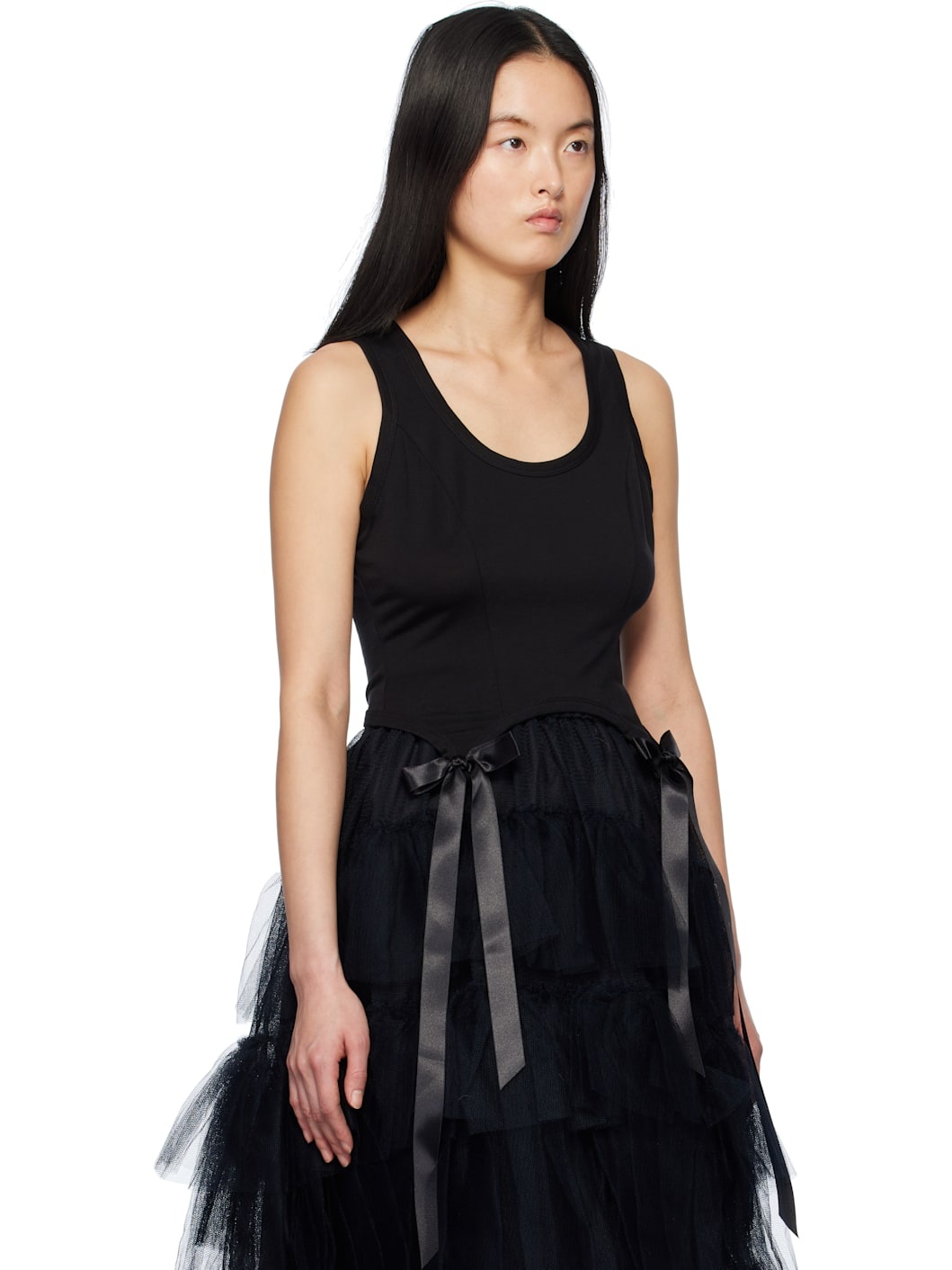 Black Bow Tail Easy Tank Top - 2