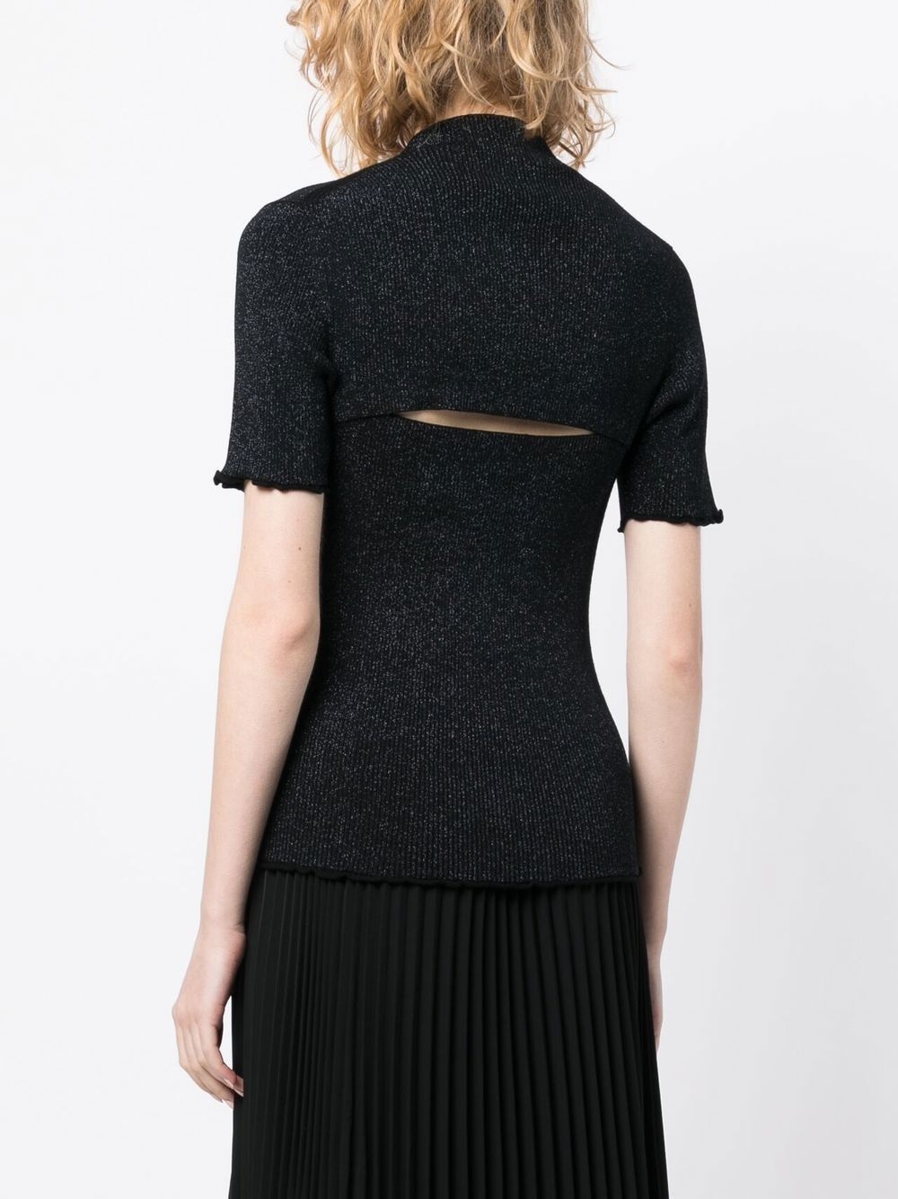 cut-out ribbed knit top - 4