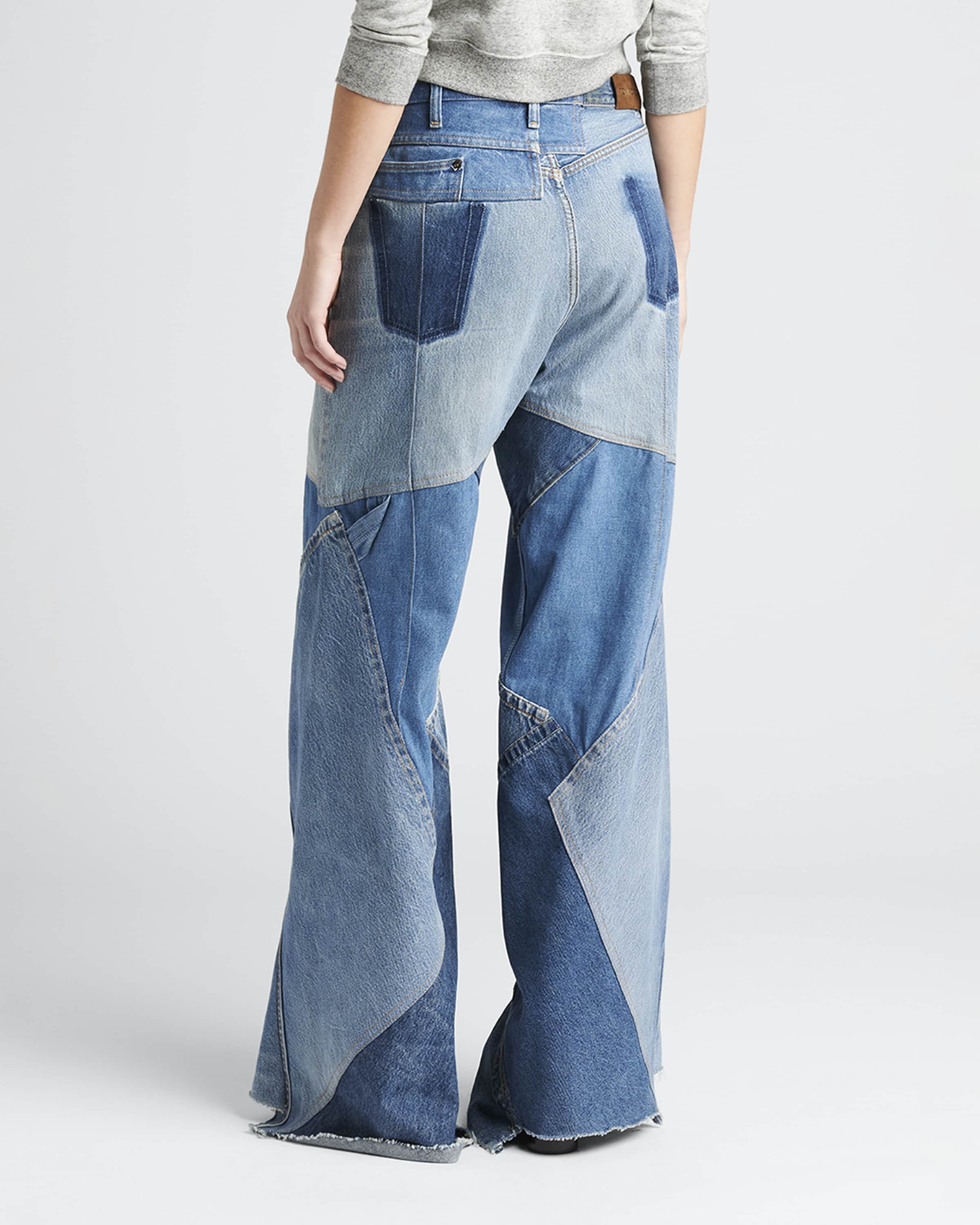 TOM FORD Patchwork Wide-Leg Denim Pants | neimanmarcus