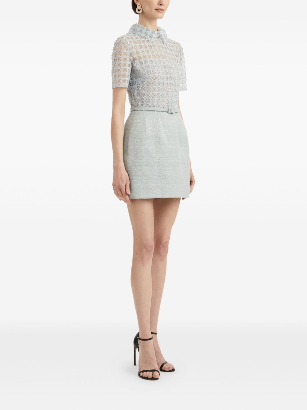 guipure-lace tweed mini dress - 3