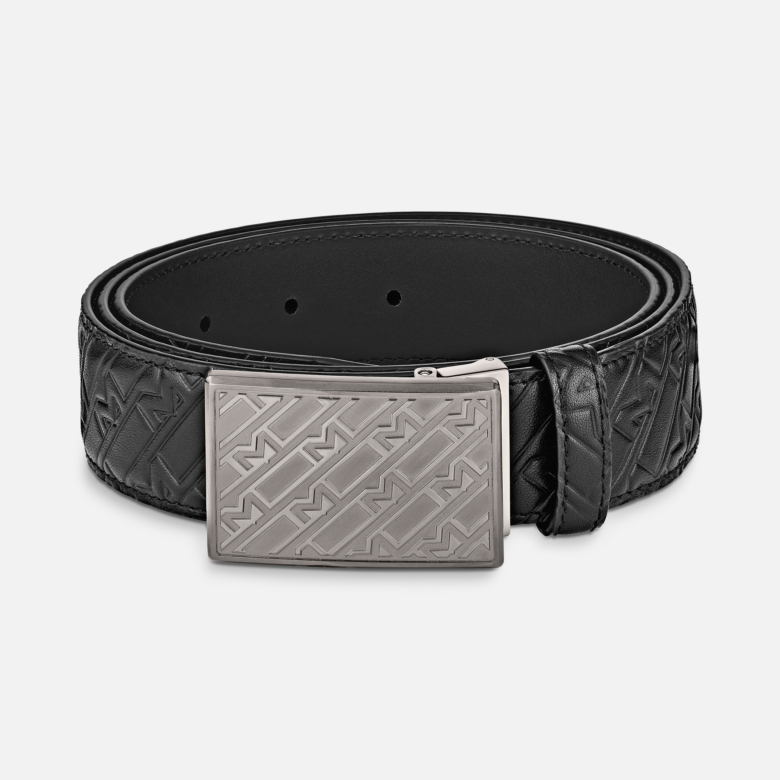 Black 35 mm leather belt - 1