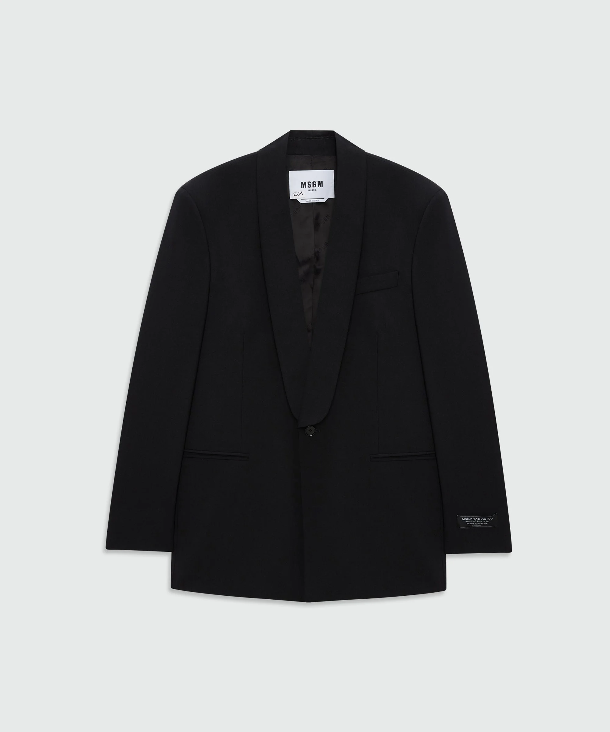 Black double-breasted wool jacket with shawl lapels - 1