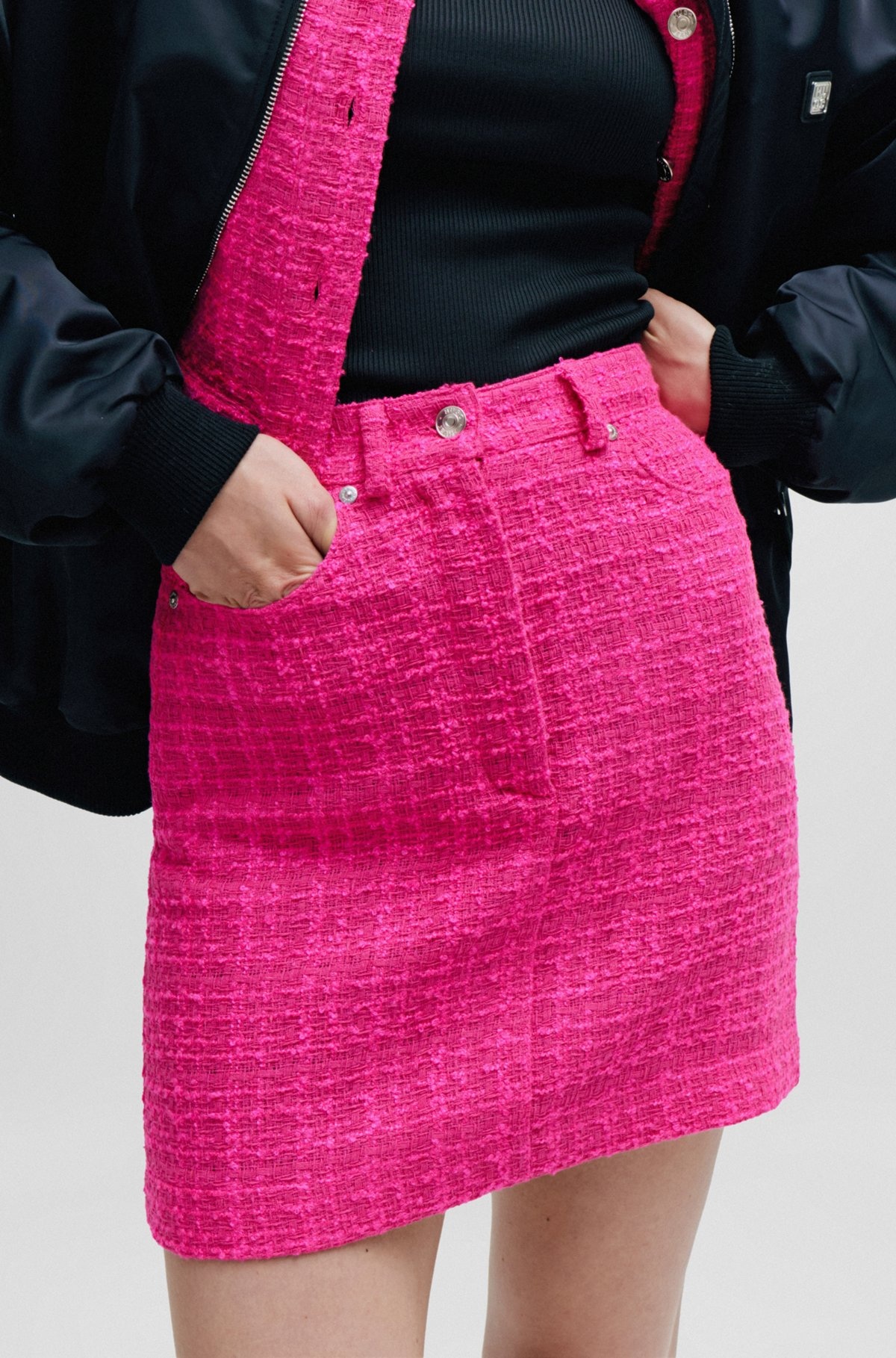 HARDWARE-TRIMMED MINI SKIRT IN BOUCLÉ FABRIC - 5