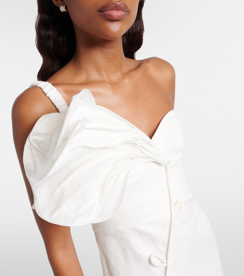 Floral-appliqué linen minidress 4