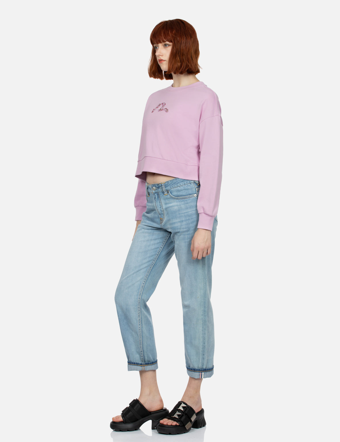 RHINESTONE SEAGULL CROPPED SWEATSHIRT - 3