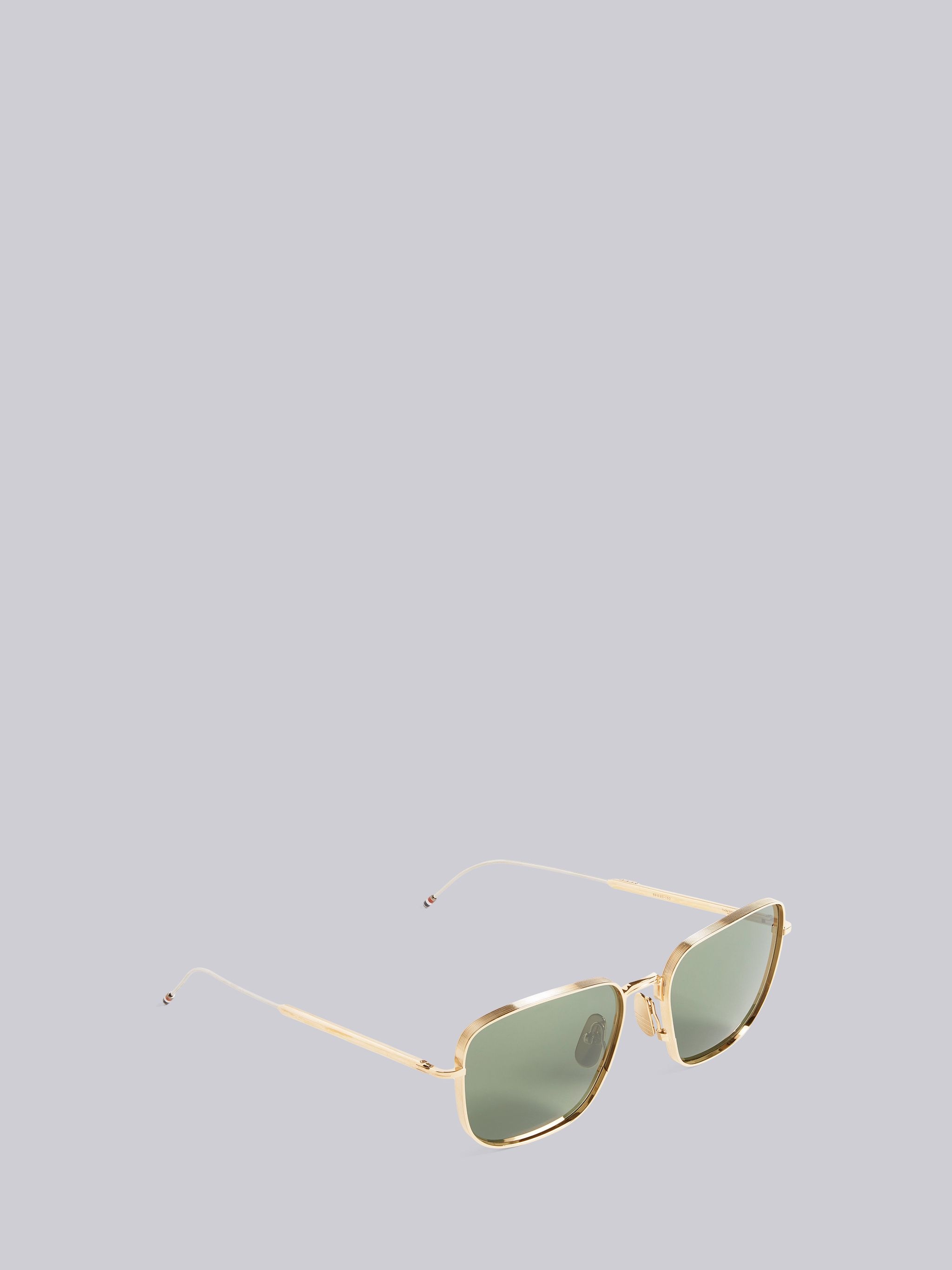 TB124 - White Gold And Green Aviator Sunglasses - 4