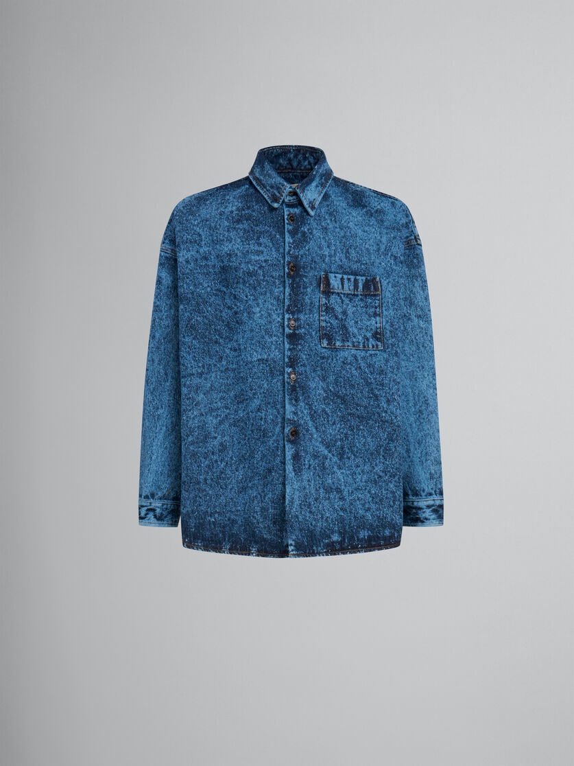 BLUE MARBLE-DYED DENIM SHIRT - 1